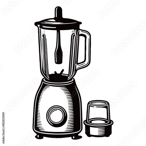 silhouette icons of various kitchen blenders, including personal and countertop models with jars and controls, representing concepts of food preparation, healthy eating, kitchen appliances, and home c