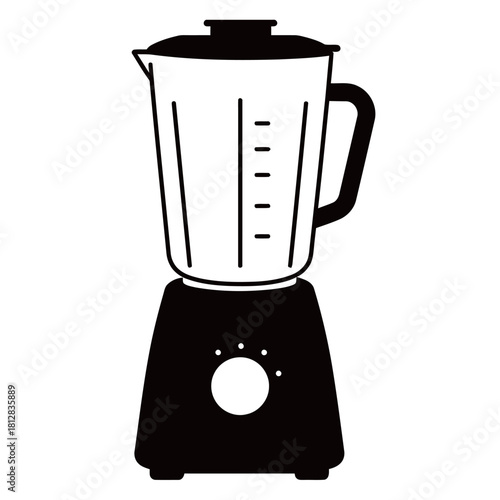 silhouette icons of various kitchen blenders, including personal and countertop models with jars and controls, representing concepts of food preparation, healthy eating, kitchen appliances, and home c