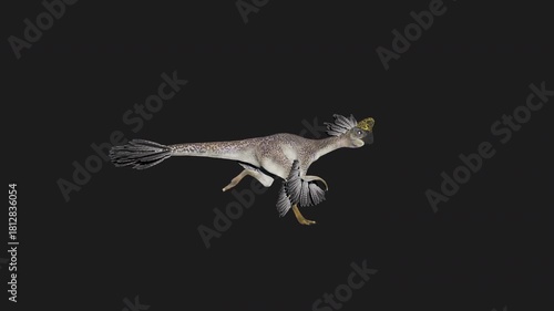 Realistic Oviraptor Dinosaur Running Side View
