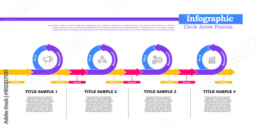 Infographic circular process diagram with 4 options.  template Round chart data visualization and presentation. Vector illustration eps	