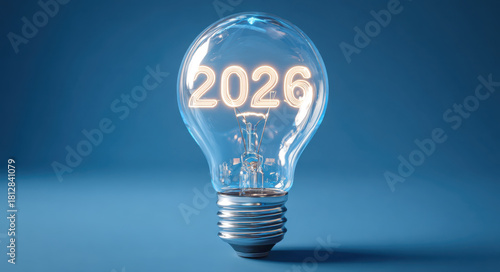 Glowing 2026 light bulb representing new goals, strategic direction and forward-thinking plans for the year ahead