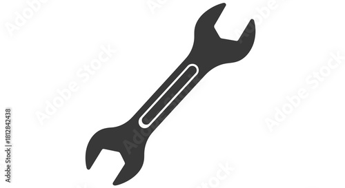 Minimalist silhouette wrench icon on white background
