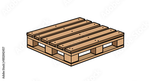 Wooden pallet in isometric design for logistics and storage solutions