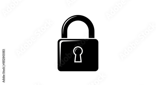 Minimalist black padlock icon symbolizing security and privacy on whit