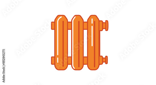 Flat radiator icon - modern heating element design in orange