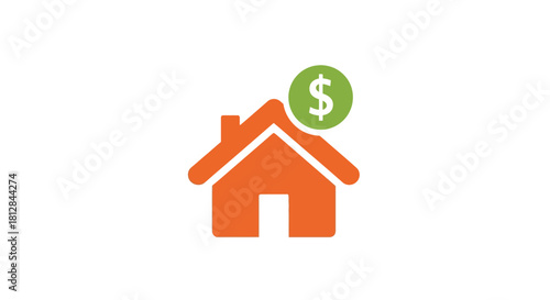 Colorful house icon with dollar symbol representing real estate and in