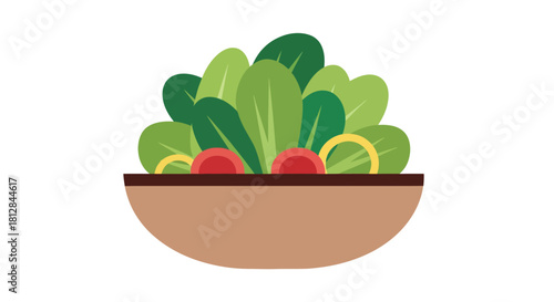 Fresh salad bowl with vegetables in modern flat style