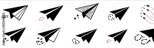 Send icon set Paper plane origami icon vector illustrations flight symbols digital art fun graphics educational resources creative element for communication.
