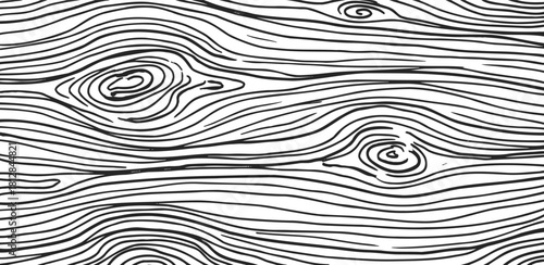 Simple Line Art Wood Grain Texture Background in Black and White