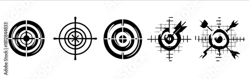 Target icon set crosshair bullseye vector for precision aim and accuracy