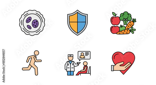 Healthy living concepts: medicine nutrition fitness and wellness ic