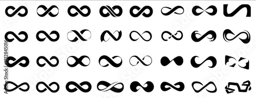 Infinity symbols vector icons modern black designs abstract loops endless signs infinity logo elements creative motifs sleek patterns interconnected shapes collection