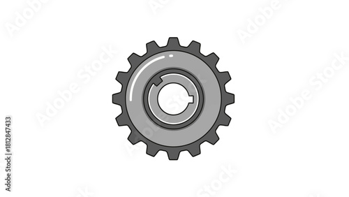 A monochrome illustration of a gear with a keyed bore