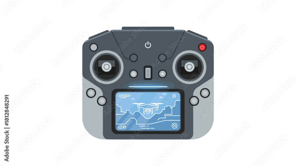 Obraz premium A pixelated drone remote control with a screen displaying a drone view