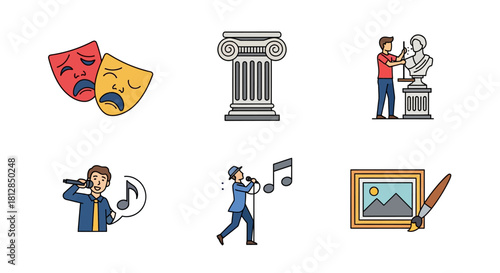 Creative arts icons collection: performing and visual arts symbols
