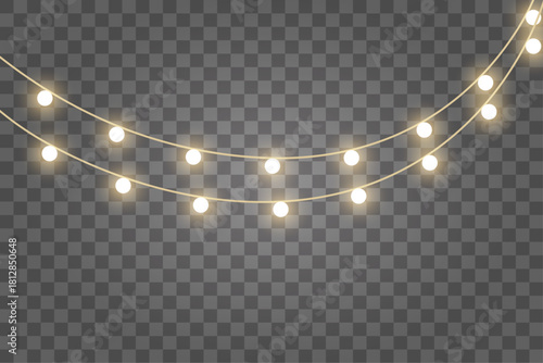 Christmas Bulbs Twinkling Softly with Warm Glow | Beautiful Light Chain Vector Design for Holiday Decorations and Festive Themes