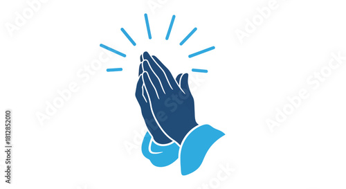 Minimalist hands in prayer with radiating lines symbolizing hope and faith