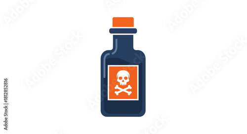 Flat design poison bottle with skull and crossbones warning label