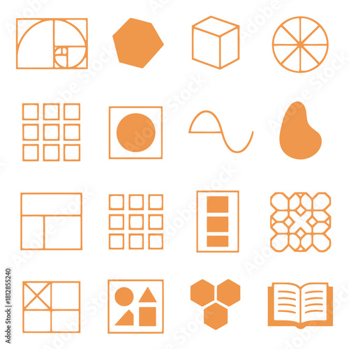 Geometric Harmony: An arrangement of minimalist geometric shapes in varying forms, a testament to the beauty of simplicity and balance, inviting exploration of spatial dynamics.