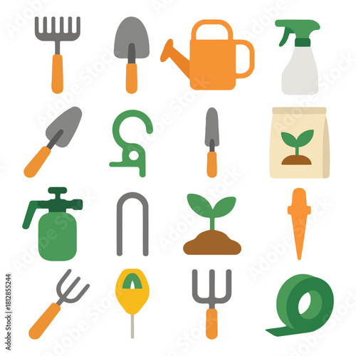 Gardening Tools: An array of gardening tools, each designed for specific horticultural tasks, arranged in an organized display