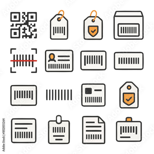 Deciphering Identity: A collection of various identification methods, presenting a mosaic of codes and patterns. The image represents the modern information age and security.