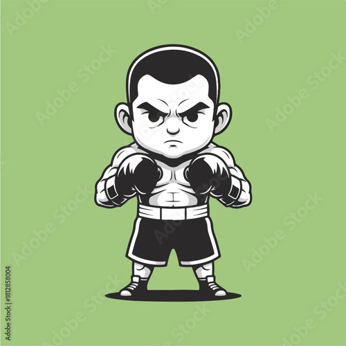 Cute cartoon boxer character ready for a fight.