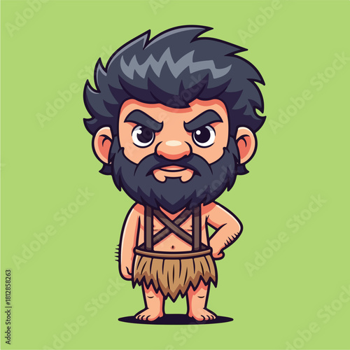 Cute Cartoon Caveman Character Standing Confidently 1.