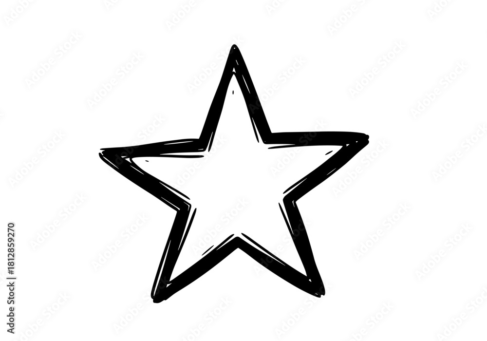 Obraz premium Hand-drawn outline of a star symbol on white background 
