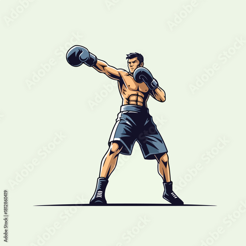 Dynamic Boxer Delivering a Powerful Punch in a Striking Pose.