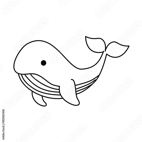 Whale Cartoon Coloring Illustration