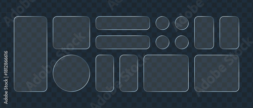 Premium Glass Morphism UI Shape Pack — Transparent Rounded Buttons, Circles, Cards, Web UI Kit, iOS Style Frosted Glass Components for UX Design