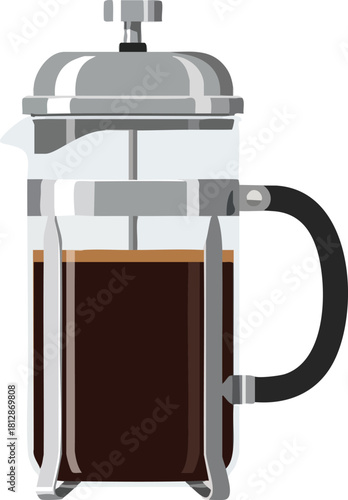 A Sleek French Press Filled with Rich, Dark Coffee Brew