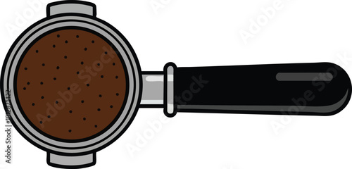 Portafilter Filled with Coffee Grounds Espresso Preparation