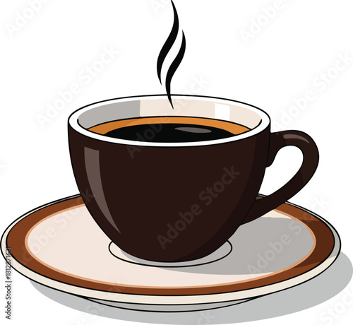 Aromatic Morning A Steaming Cup of Coffee Illustration