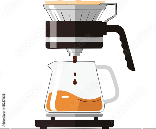 Pour-Over Coffee Brewing A Simple Illustration of Coffee Preparation