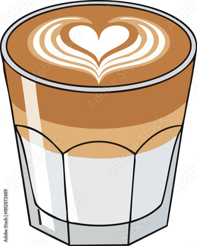 Stylish Latte Art in a Short Glass A Coffee Lover's Delight