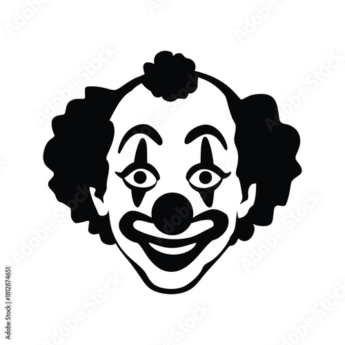Clown Face Icon – Funny Circus Clown Silhouette Vector
