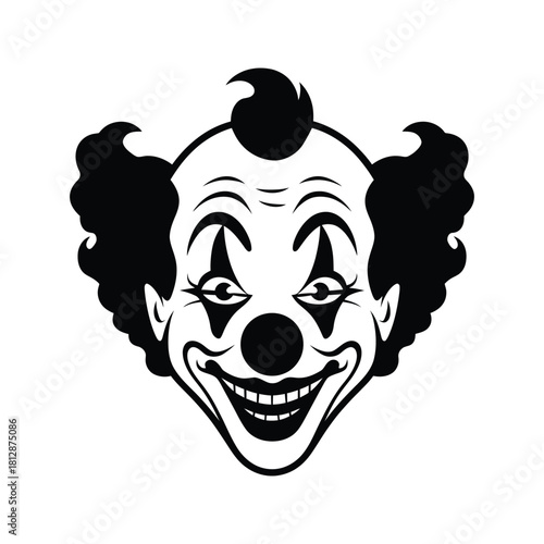 Clown Face Icon – Funny Circus Clown Silhouette Vector
