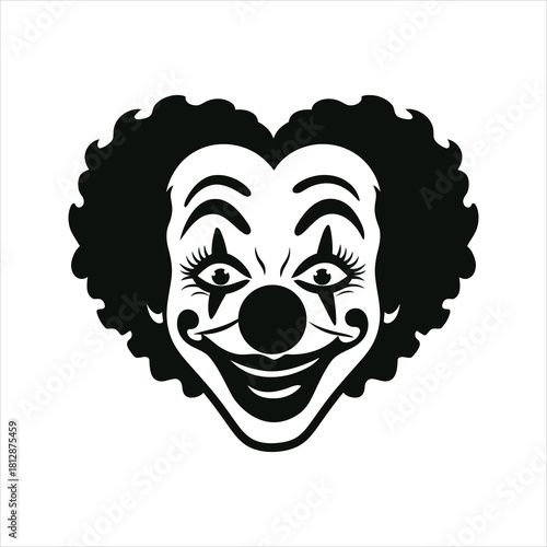 Clown Face Icon – Funny Circus Clown Silhouette Vector
