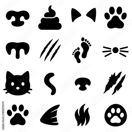 Whimsical Pet Icons: A collection of simple, playful icons capturing the essence of the beloved domestic animals, perfect for adding a touch of personality and charm.