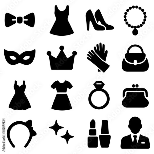 Fashion Icons Collection: A curated collection of essential fashion items, illustrating style and elegance in minimalist designs.