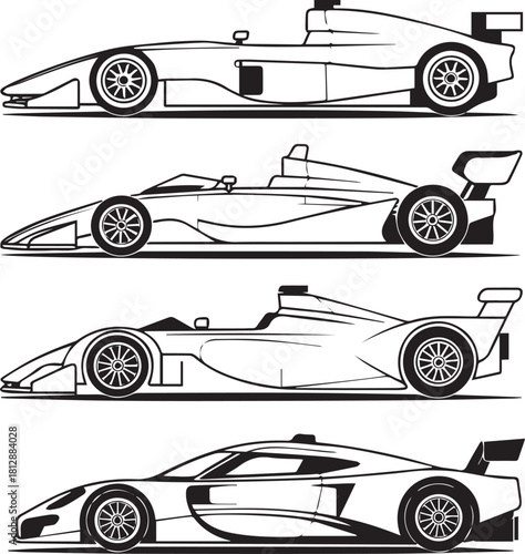 Supercar and Race Car Sketch Bundle – Clean Black and White Artwork