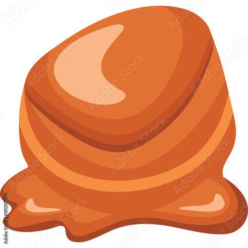 Smooth Orange Candy With Swirling Layers And Glossy Texture Melting Slightly On A Transparent Background