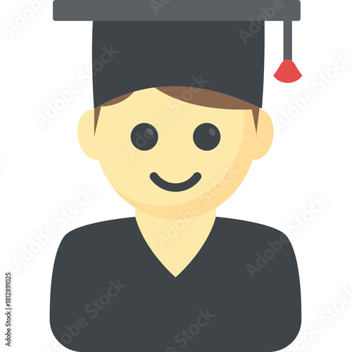 Smiling young graduate wearing a black cap and gown celebrating academic achievement on a transparent background symbolizing education success and completion of studies