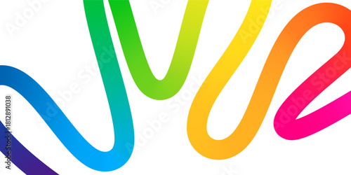 Color Line Abstract Shape Pattern. Curve Gradient Line on White Background. Vector Wave Color Ribbon.