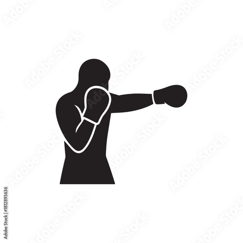 Boxer Punch Silhouette Vector Icon: Minimalist Black Glyph for Boxing, MMA and Combat Sports Design