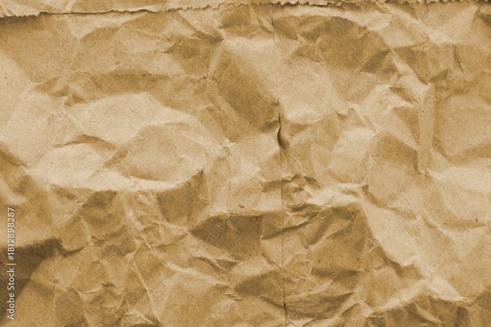 Obraz premium Brown crumpled recycled paper texture background. Kraft Paper
