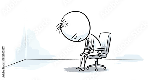 Conceptual illustration of a dejected and overworked person slumped in an office chair, symbolizing professional burnout, stress, and despair