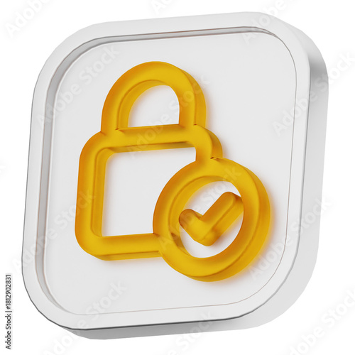 3d lock padlock safe verified ui office business element