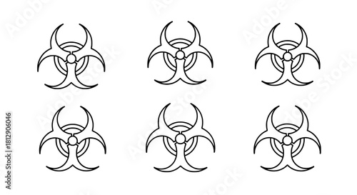 Biohazard Symbol Pattern Caution Sign in Repeated Vector Outlines